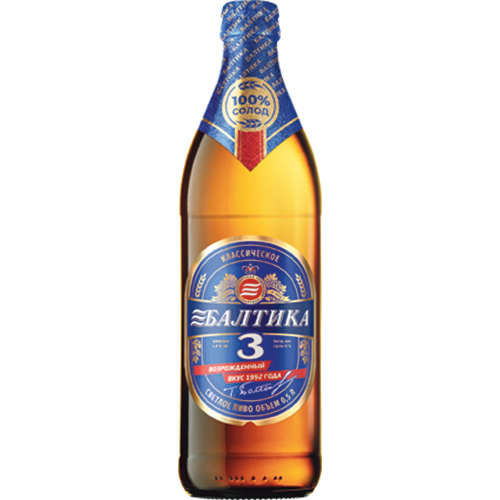 ПИВО БАЛТИКА №3 КЛАССИЧЕСКОЕ АЛК. 4,8 % 0.5 Л СТ/Б ПК БАЛТИКА РОССИЯ