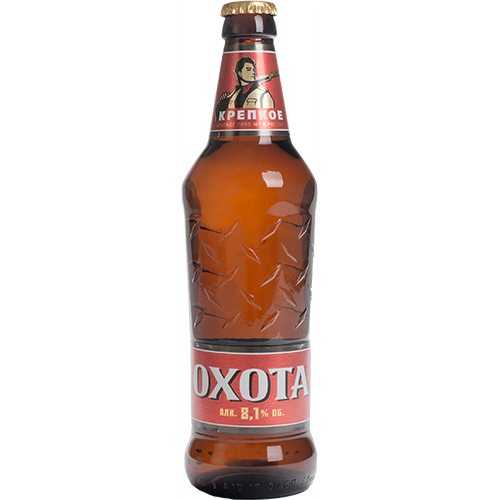 ПИВО ОХОТА КРЕПКОЕ ПАСТЕР СВЕТЛОЕ АЛК. 8,1 % 0,45 Л СТ/Б ОПХ РОССИЯ