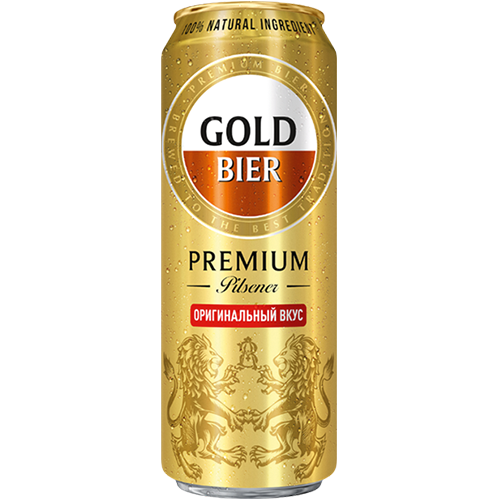ПИВО ГОЛД ПРЕМИУМ ПИЛСЕНЕР ПАСТЕРИЗОВ СВЕТЛОЕ АЛК. 4,8 % 0,43 Л Ж/Б ОПХ РОССИЯ