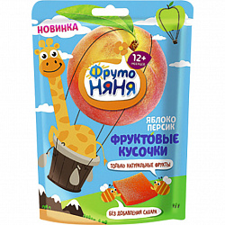 Фруктовые кусочки ФрутоНяня Яблоко-персик, с 12 месяцев, 53 г
