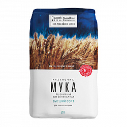 Мука Рязаночка пшеничная хлебопекарная высший сорт, 2 кг