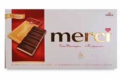 Шоколад темный Merci с начинкой из марципана, 112 г