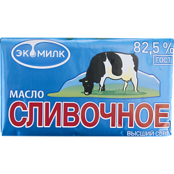 Масло Экомилк сливочное несоленое 82,5%, 450 г