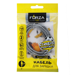 Кабель для зарядки Forza Футбол iP, 1 м, 2А, стикеры в комплекте