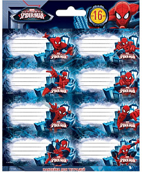 Наклейка для тетрадей Kinderline Spiderman, 77х39 мм, 16 шт