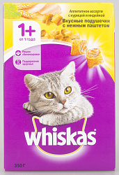 Корм для кошек Whiskas сухой подушечки с курицей и индейкой, 350 г
