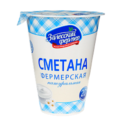 Сметана Залесский фермер Фермерская натуральная 20%, 300 г