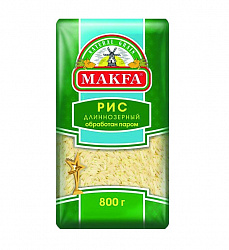 Рис Makfa пропаренный шлифованный длиннозерный, 800 г